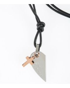 Lederkette mit Anhänger "Herz/Kreuz" Edelstahl