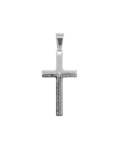 Lederkette mit Anhänger "Kreuz-Vater unser" Edelstahl