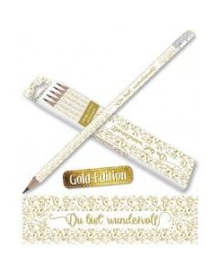 Bleistifte: Du bist wundervoll (Gold-Edition) 5er Pack