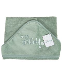 Baby-Badetuch "geliebt" - salbei