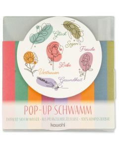 Pop-up-Schwamm 'Glück Segen Freude Liebe Vertrauen Gesundheit'