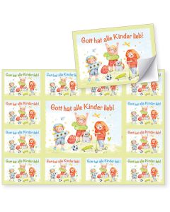 Aufkleber-Grußkarte 4 Ex. 'Gott hat Kinder lieb'